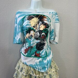 My Hero Academia off the shoulder tie dye tee
